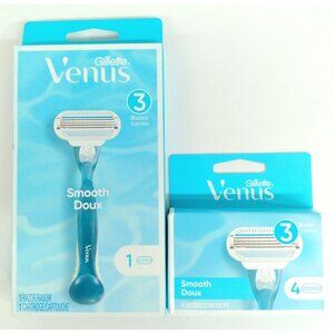 Gillette Venus Smooth Deux Razor 1Pk Handle/Cartridge & 1Pk Refill Cartridges